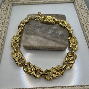 1DAY SALE Unsigned Givenchy Vintage Gold Tone Hinged Choker Necklace 18”